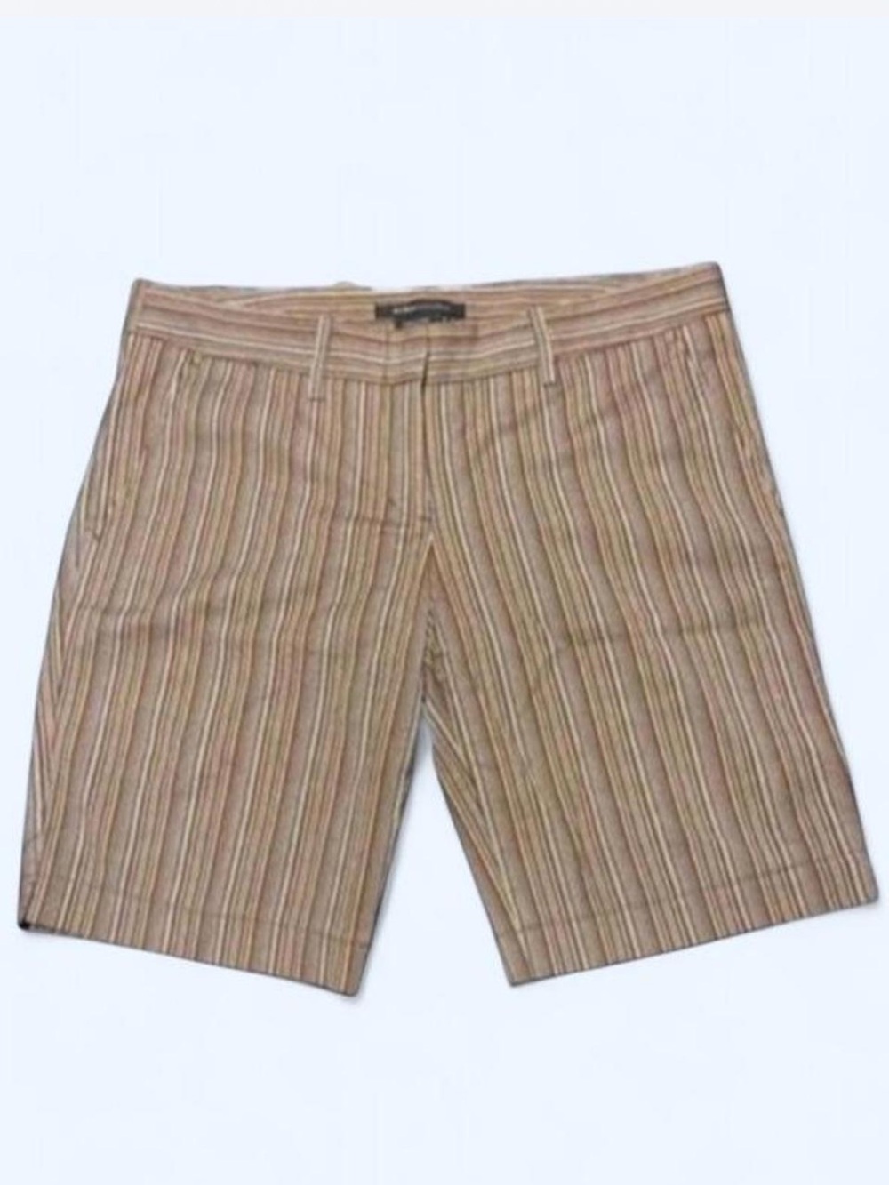 Vintage Y2K BCBGMAXAZRIA Brown Gold Blue Pinstriped Tailored Bermuda Shorts SZ 2